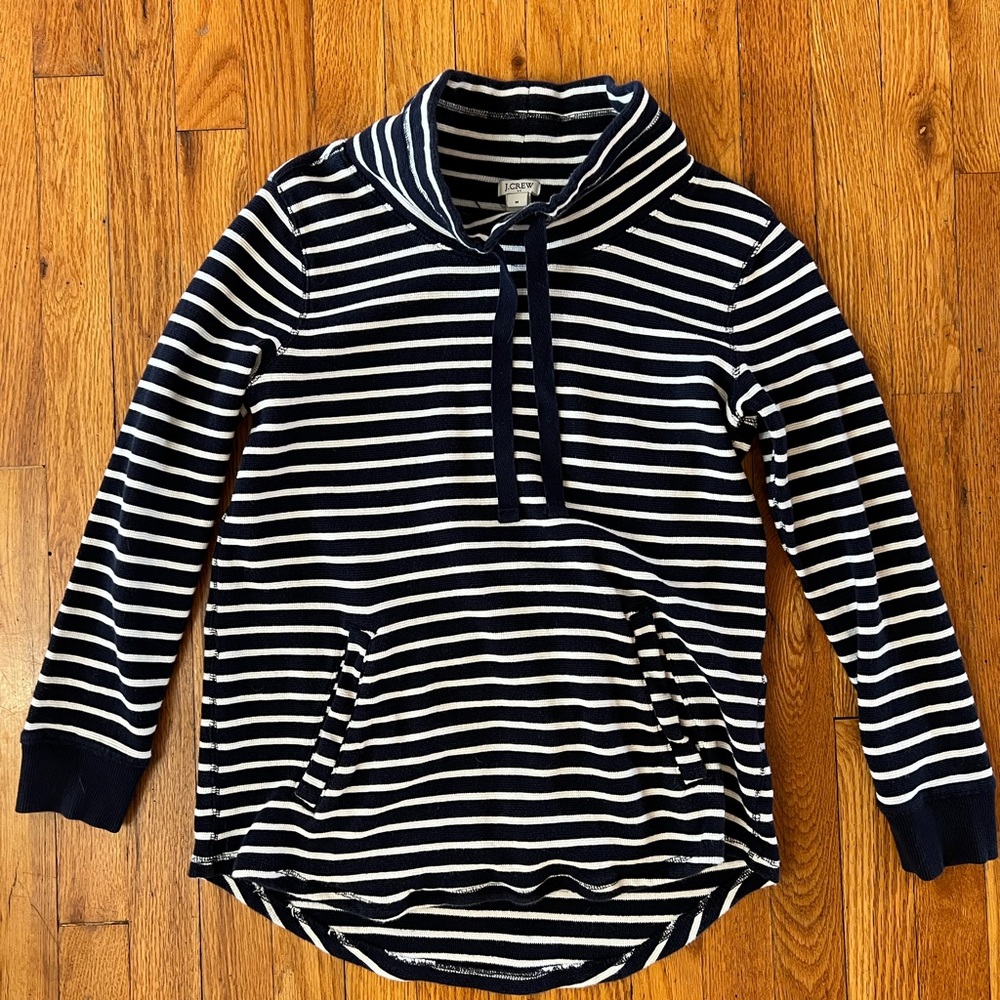 Navy and white striped J. Crew pullover
